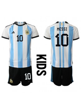 Argentina Lionel Messi #10 Dječji Domaci Dres kompleti SP 2022 Kratak Rukavima (+ kratke hlače)